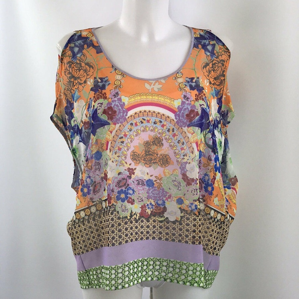 Clover Canyon Print Cold Shoulder Top Size XS
